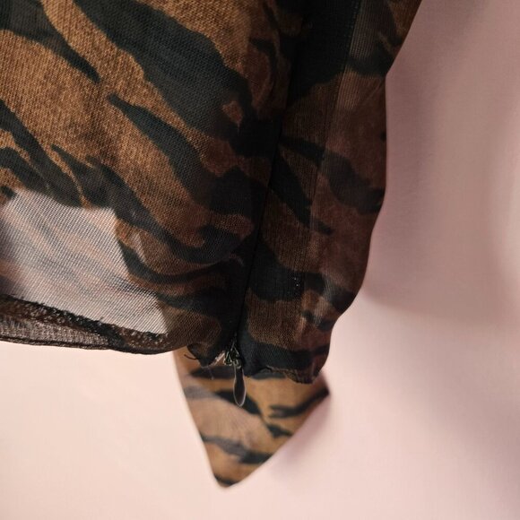 Diab'less Vintage Tiger Print Sheer Blouse size 2. Made in France - Picture 7 of 11
